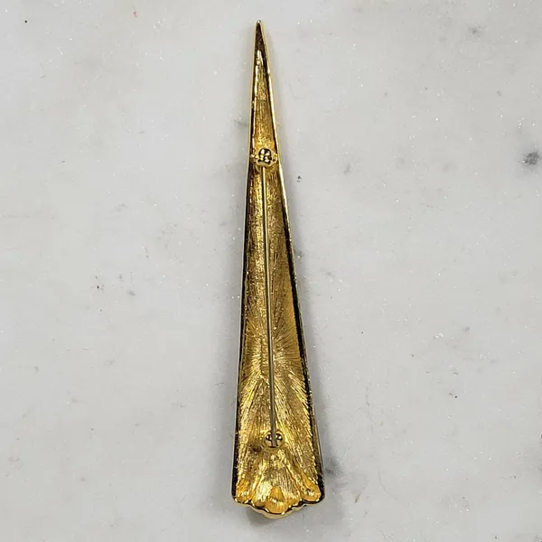 Monet Vintage Enamel Brooch Pin Black Gold Tone Art Deco Statement Jewelry - Image 3