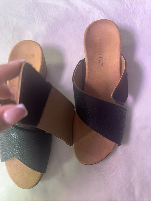 Vionic Black Crisscross Wedge Slide - Image 8