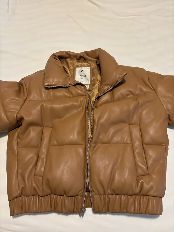 Abercrombie Leather Puffer Vegan Jacket - Image 2