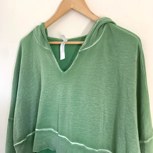 Free People Morning Run Crop Oversized Hoodie Modal Blend Green size S - Image 8