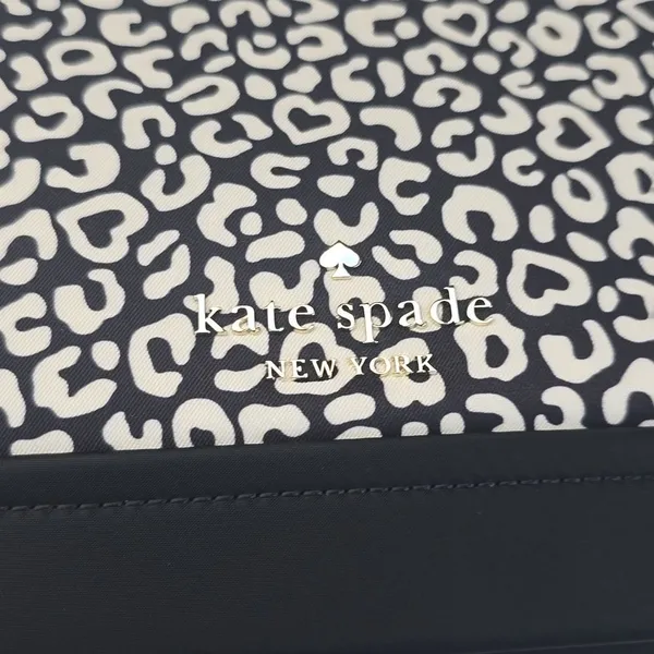 Kate Spade NWT‎ Animal Print Leopard Duffel Large Crossbody Black White - Image 3
