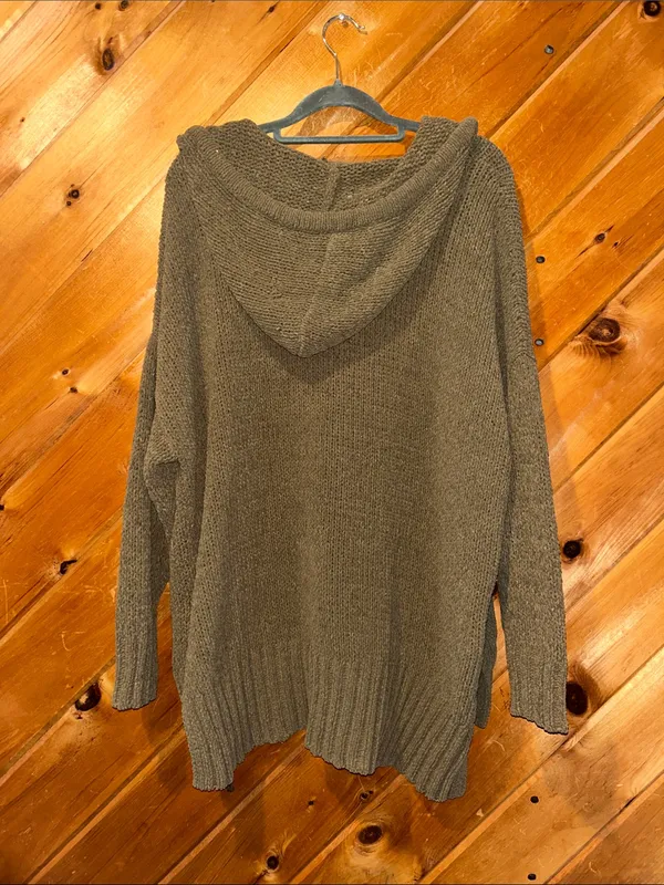 Aerie chenille chunky knit brown green oversized hoodie sweater - Image 5