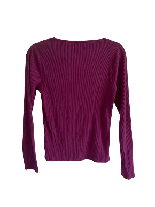 J. Crew Long Sleeve Ribbed Top - Plum - Image 4