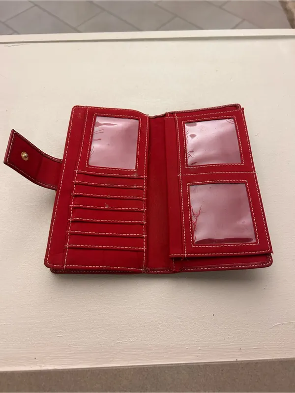Classic Red Leather Women's Wallet with Tab Closure - Image 5