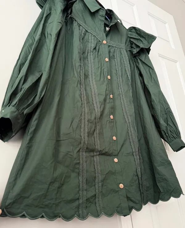 Farm Rio Collared Button Front Shift Mini Dress, Size S - Image 7