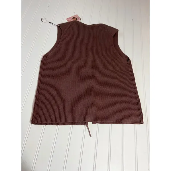 Sincerely Jules Brown Ribbed Tie Front Sweater Vest NWT Medium - Image 6