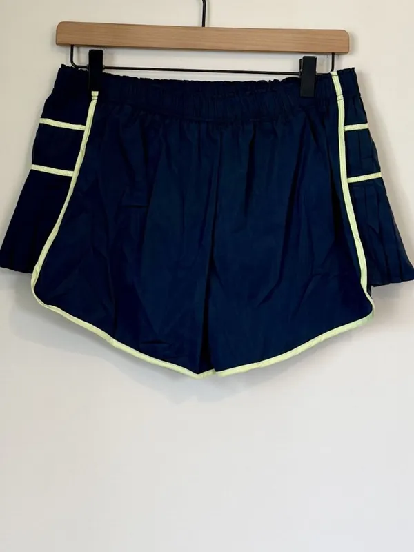 NWT Cupshe Navy Elastic Drop Waist Straight Leg Shorts - Size: Medium - Image 5