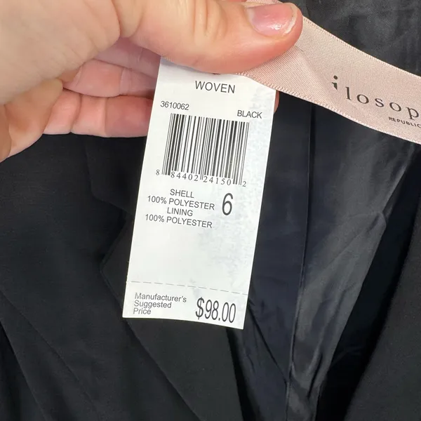 Philosophy Republic Clothing Open Blazer Jacket Size 6 Black Ruched 3/4 Sleeve - Image 5