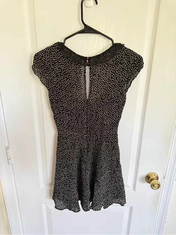 Reformation Sade Black Floral Lace Trim Mini Dress - Image 6