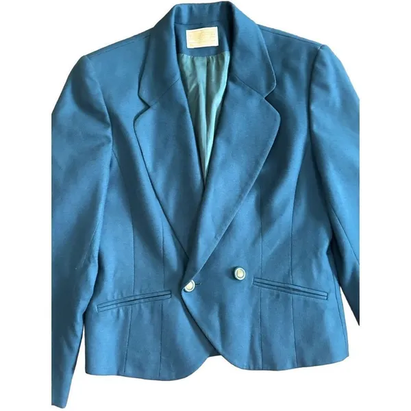 Pendleton Teal 100% Virgin Wool Short Blazer womens Sz‎ 6 1 button closur… - Image 3