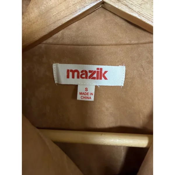 Mazik‎ Women Tan Faux Suede Asymmetrical Zip Moto Biker Jacket Small MK2214 - Image 2