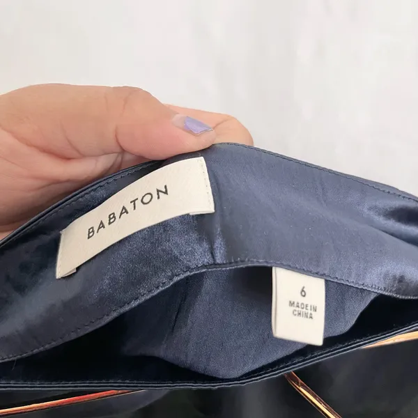 Aritzia | Babaton Slip Satin Crinkled Mini Skirt Size 6 In Starboard Navy Blue - Image 5