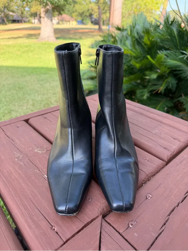 LOFT Black Squared Pointy Toe Kitten Heel Ankle Boots Size 7 MSRP $139 - Image 3