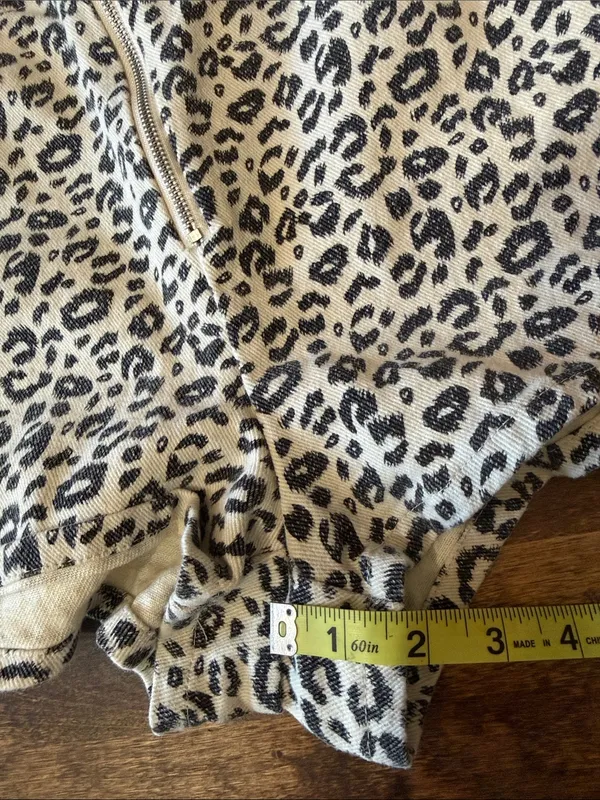 ALTAR'D STATE Leopard Print High-Waist Shorts Cream/Black Small Indie 70s Baddie - Image 10
