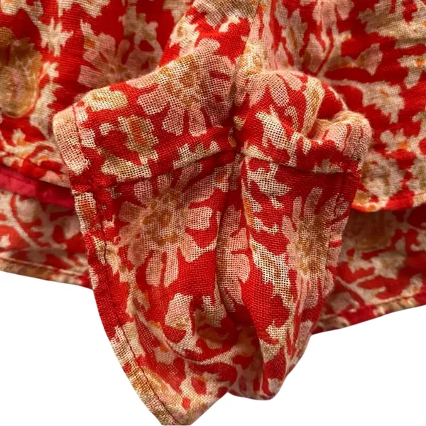 Free People Say It's So Cotton Ruffle Shorts Red Floral Combo Boho Size Small - Image 10
