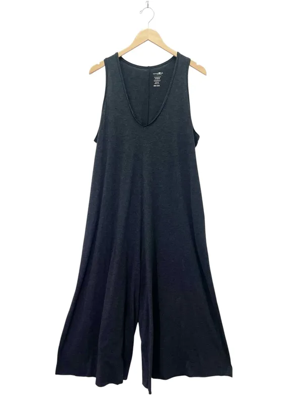 Natural Life One Size Charcoal Gray Wide Leg Lounge Jumpsuit Sleeveless Pockets - Image 2
