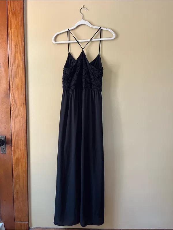 Monteau Black Crochet Bodice Maxi Dress - Image 10