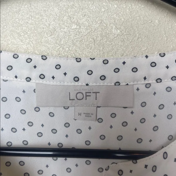 LOFT Beige Blouse with Black Dots - Image 6