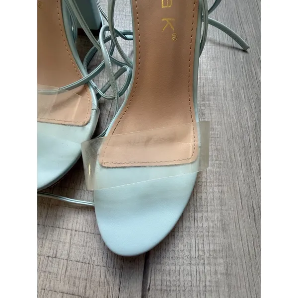 Allegra K 8.5 baby blue block heels - Image 4