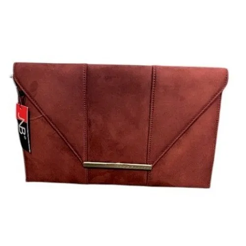 NWT‎ JNB Studio Burgundy Faux Suede Envelope Clutch Chain Shoulder Bag Modern - Image 15