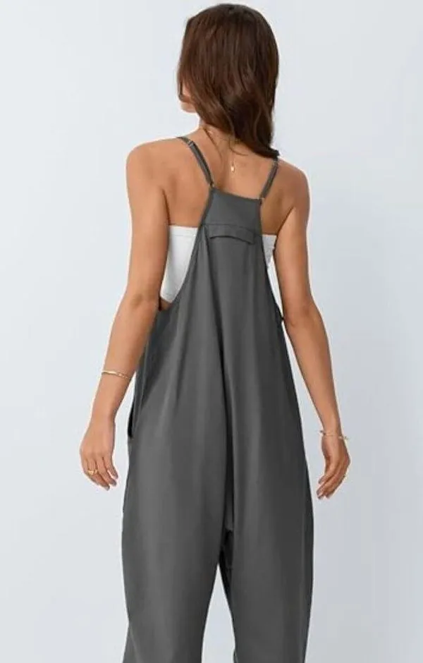 Grey Loose Fit Overalls Gray Size L - Image 2