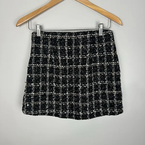 Abercrombie & Fitch Black Tweed Mini Skort Size Small NWT Corpcore Preppy - Image 6