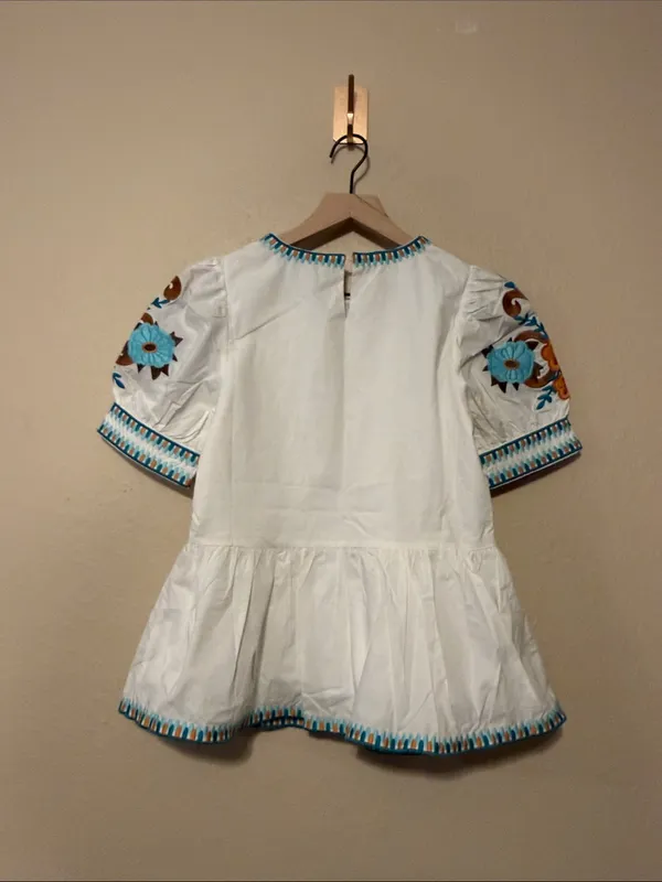 Avara Eileen White Embroidered Peplum Top Size XS NWT - Image 9