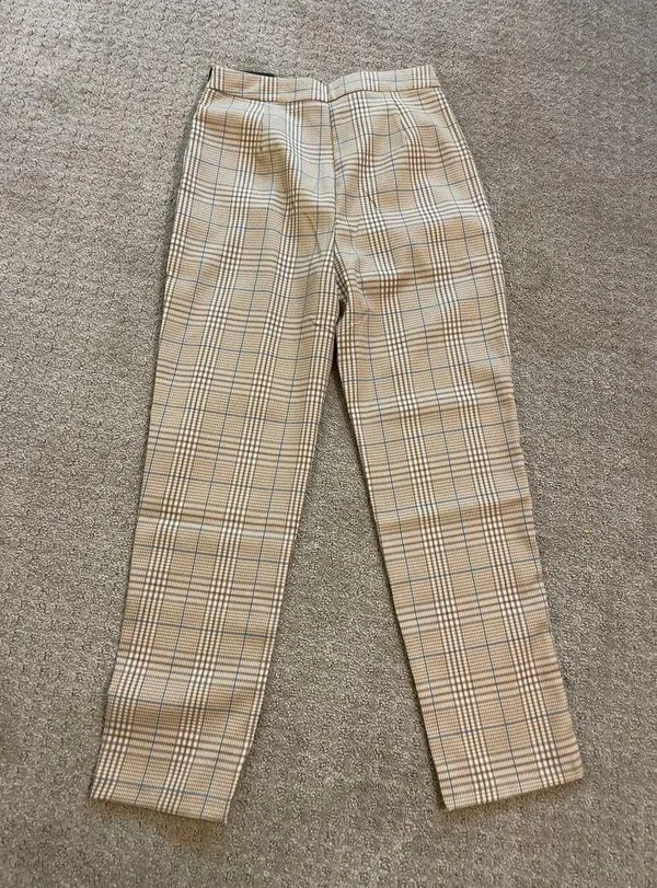 NWT- Lulus Brown & Cream Plaid High Waist Pleat Pants - Image 6