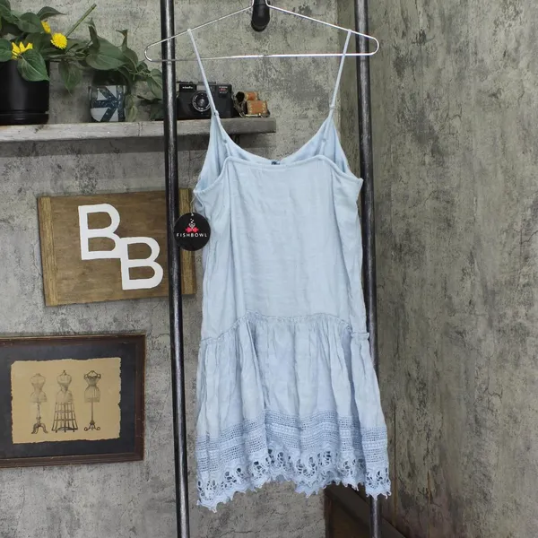 NWT Fishbowl Juniors Crochet-Trim Peasant Slip Dress 0033380780 Blue S - Image 4