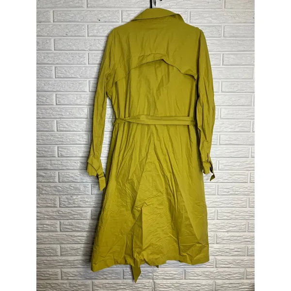 Soft Surroundings Trench Coat Womens Medium Yellow‎ Excellent Cotton Belted Long - Image 4