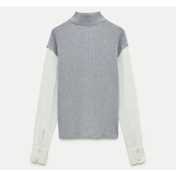 Zara Combination T-Shirt Sz. M Long Sleeve Sweater Vest NWT - Image 3