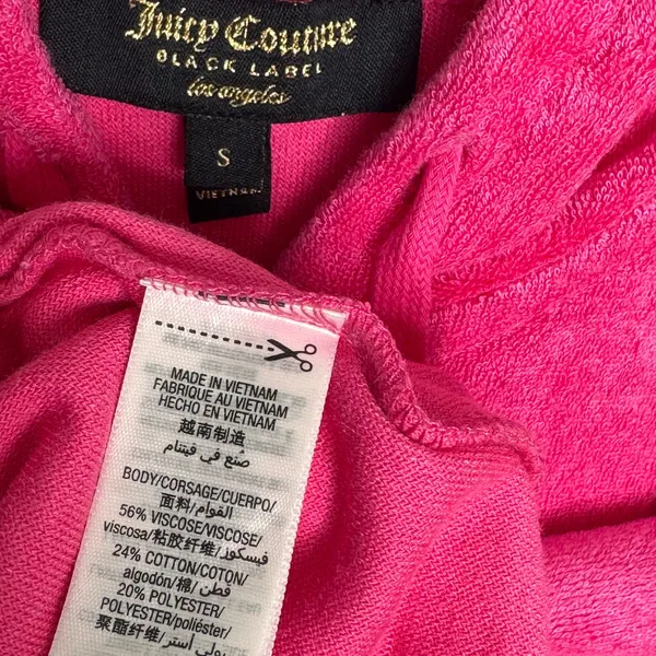 2000s Juicy Couture Black Label Robertson Tourist Pink Terry Hoodie NWT S - Image 11