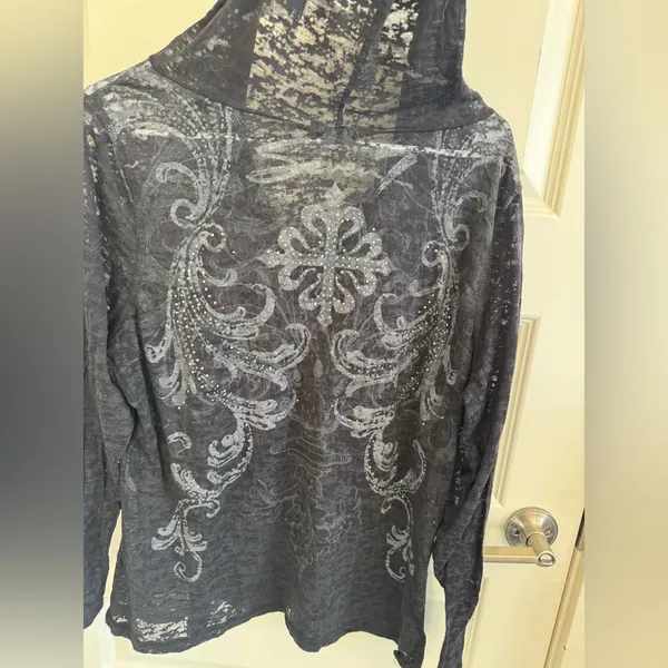 Seven7 See-Through Hooded Graphic Top - Image 4