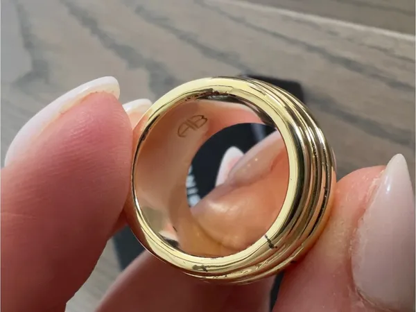 Anine Bing Chunky Ribbed Ring in 14k Gold - Image 8
