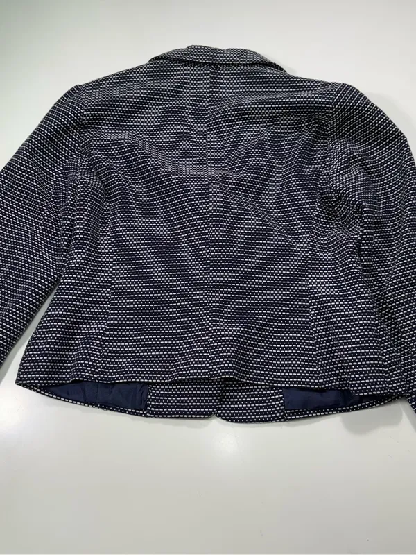 Cynthia Rowley 100% Cotton Cropped Navy Textured Single-Button Blazer - Image 8