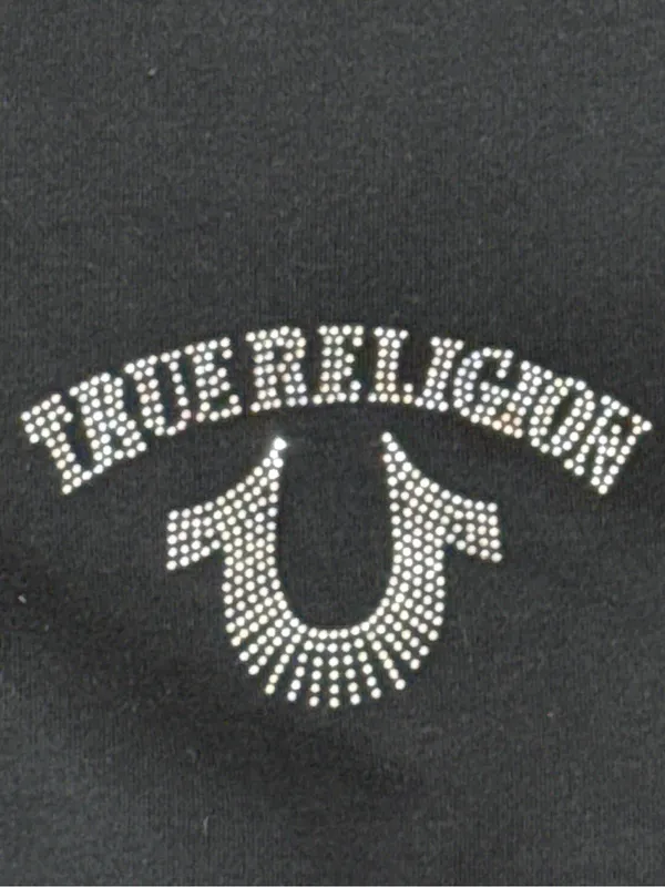 True Religion Black Rhinestone Logo Bootcut Lounge Pants Size L - Image 4