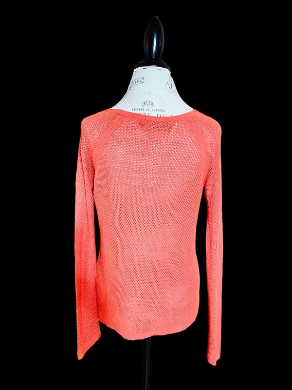 Rag & Bone Katya Orange Lightweight Open Knit Eyelet Sweater, Sz S Retail $178 - Image 4