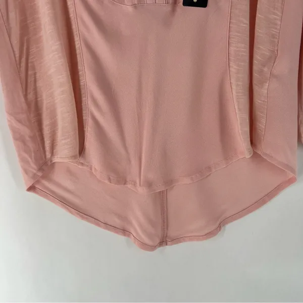 Lucky Brand Light Pink Woven Mix Henley Top Size‎ S - Image 6
