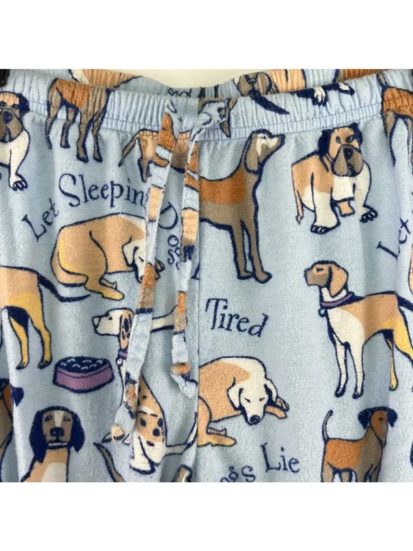 Pajamagram Medium Dog Tired Cotton Flannel Pajamas 2-Pc Blue 100% Cotton Womens - Image 3