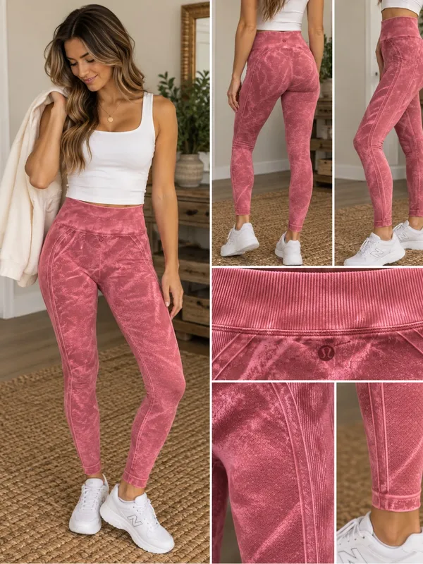lululemon athletica Rose Pink Tie-Dye High-Rise Leggings - Image 2