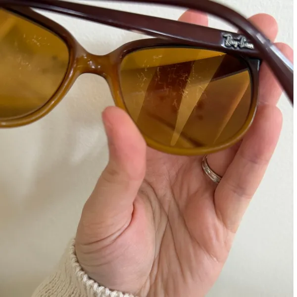 Vintage 80s Ray Ban Brown Polarized Yellow Mirror Lens Round Eye Sunglasses - Image 3