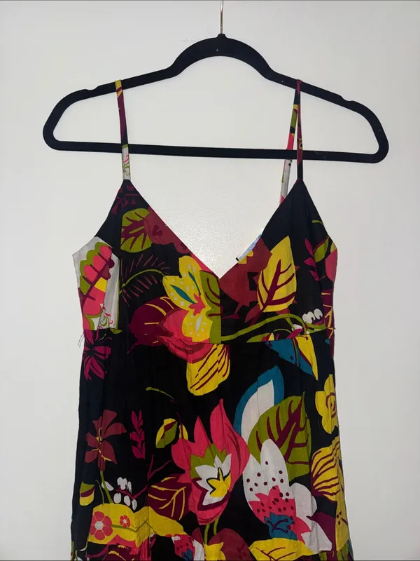 NWT Sleeveless Floral V-Neck Sundress in Black with Multicolor Print - Image 2