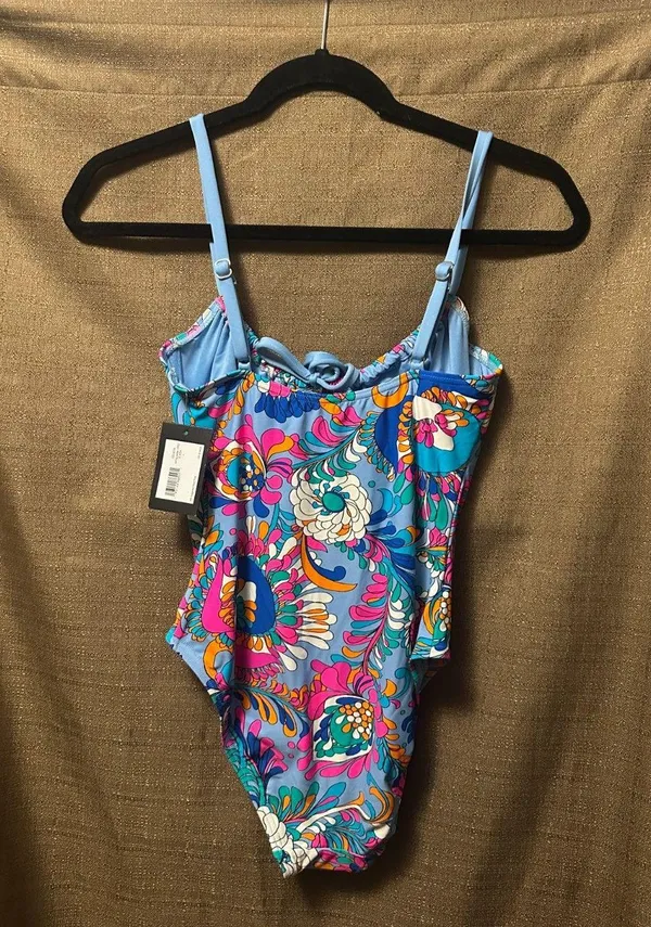 NWT Kate Spade New York Tie Front One Piece Swimsuit Spring Water Size Small - Image 6