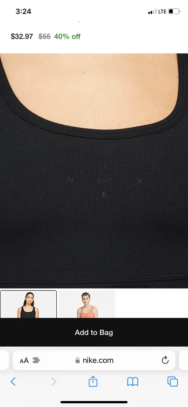 Nike One Luxe Black Ribbed Sports Bra Tank - Image 4