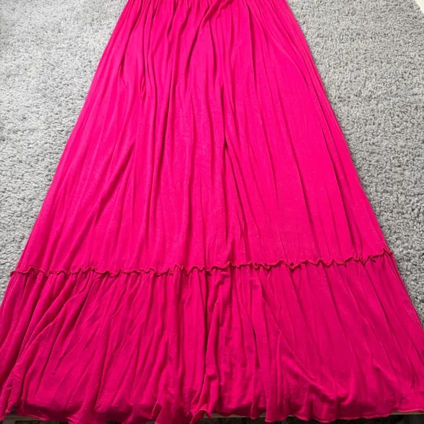 Spense Womens Hot Pink Braided Strap Ruffle Trim Empire Waist Maxi Dress Large - Image 4