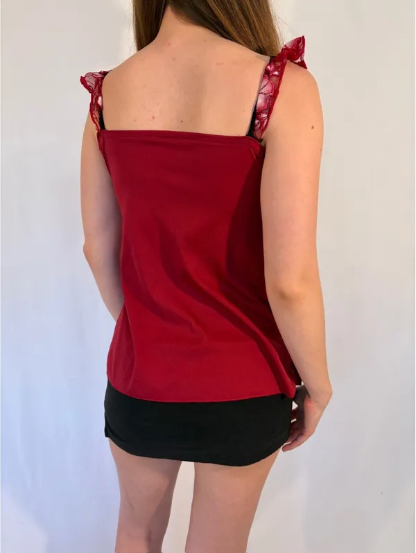 Red Milkmaid Babydoll Y2k Vintage Tank Top - Image 7