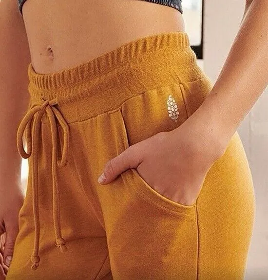 Free People Movement Joggers Women's Small Golden Yellow Drawstring Athleisure - Image 2