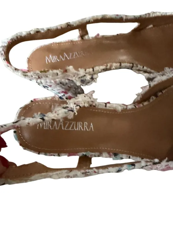 MIRA AZZURRA Multicolor Boucle Slingback Heels Size 7 - Image 2
