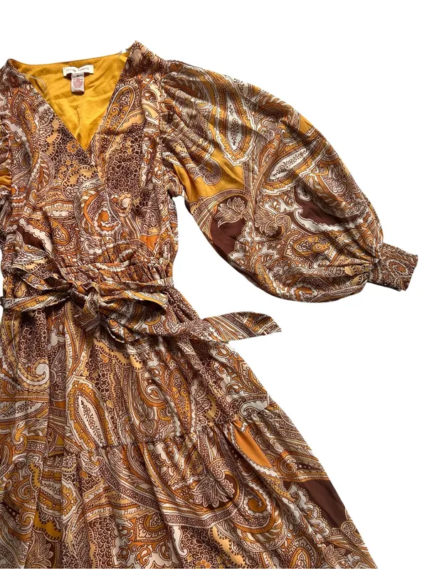 Flying Tomato Paisley Warm Autumn balloon sleeve maxi dress Size M Boho - Image 4