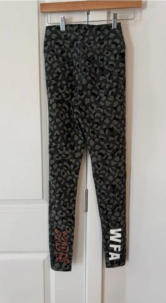 White Fox Women's Leopard Print Athletic Leggings with Drawstring - Image 2